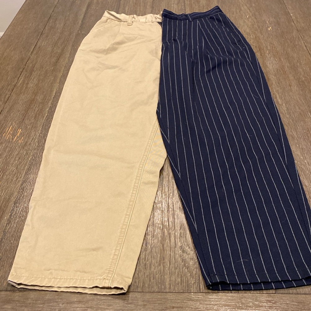 Blue Revival Pants size 28 one pinstriped other side khaki